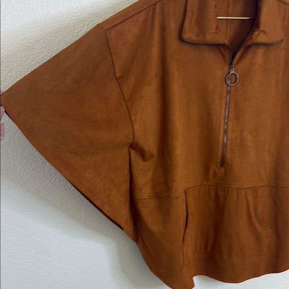 Shade Brown Quarter-Zip dolman Poncho- Size large - Picture 3 of 6
